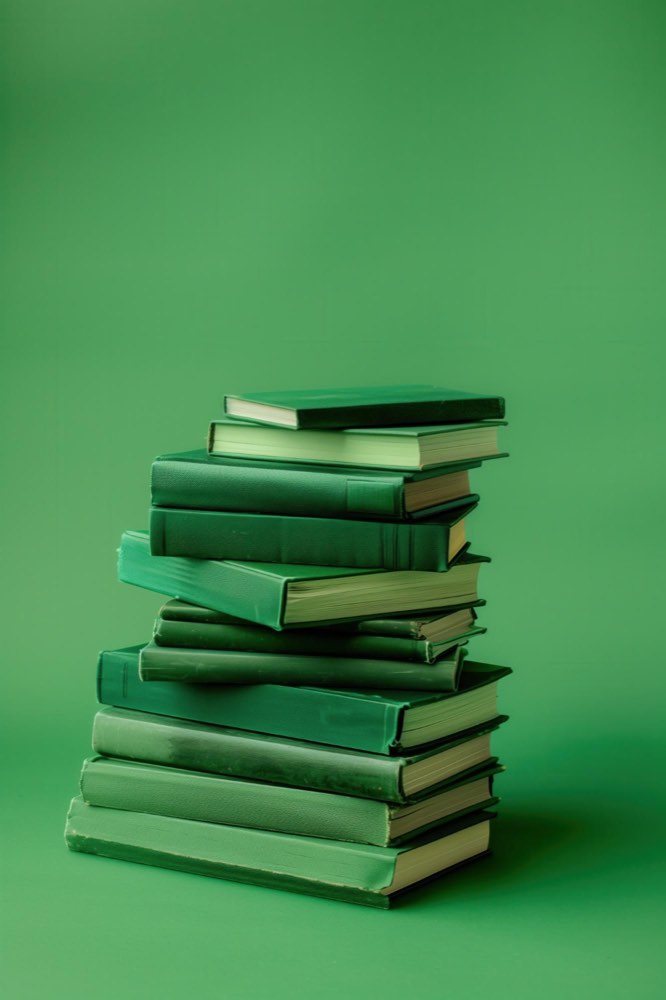 Pila de libros académicos para investigación